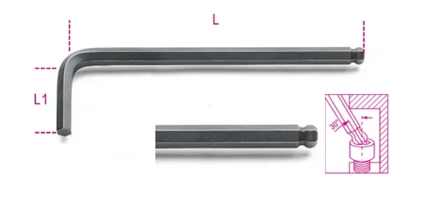 Chiave maschio esagonale piegata beta 96bp - dettaglio 1