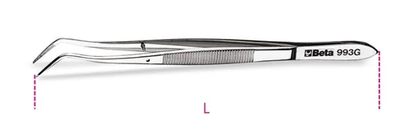Pinzette a molla con perno punte curve a gomito beta 993g - dettaglio 1