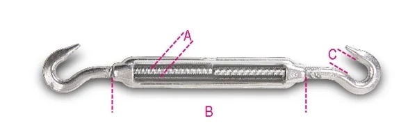 Tenditore a due ganci inox robur 8207 - dettaglio 1