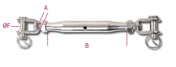 Tenditore a due forcelle con canaula a tubo inox robur 8210 - dettaglio 1