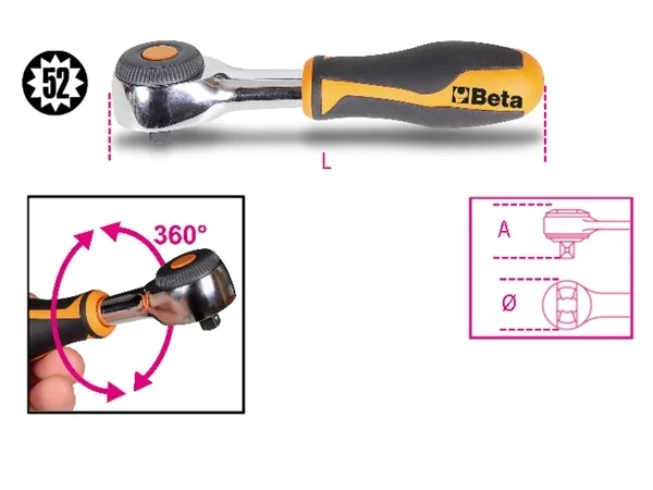 Cricchetto rotante reversibile 1/4 beta 900/58 - dettaglio 1