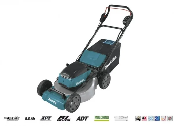 Rasaerba a batteria 18vx2 mulchging a spinta makita dlm530pt4 - dettaglio 4