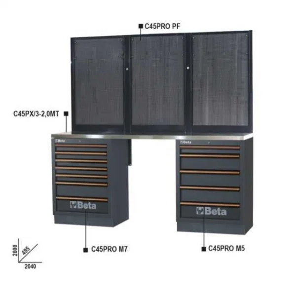 Beta c45pro bpx-2,0 combinazione banchi arredamento officina 045000042 - dettaglio 4