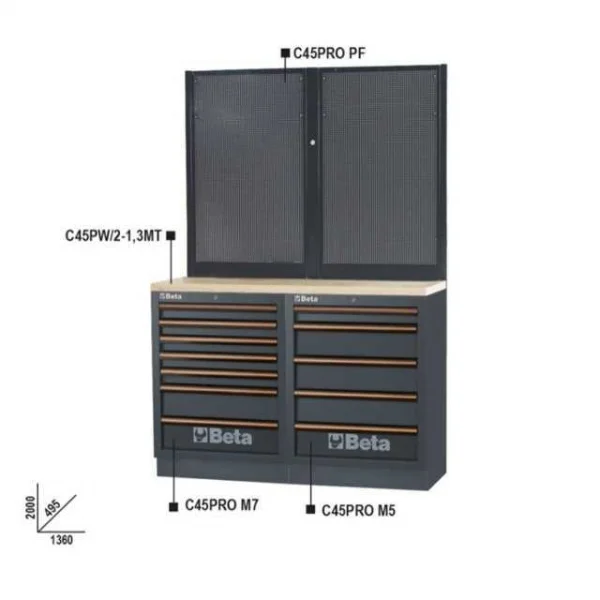 Beta c45pro bpw-1,3 combinazione banchi arredamento officina 045000051 - dettaglio 4