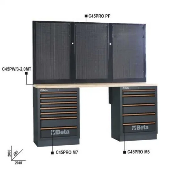 Beta c45pro bpw-2,0 combinazione banchi arredamento officina 045000052 - dettaglio 4