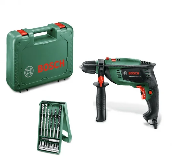 Bosch hobby universalimpact 700 trapano avvitatore a percussione 700 w con set accessori 15 pz. 060313100f - dettaglio 1