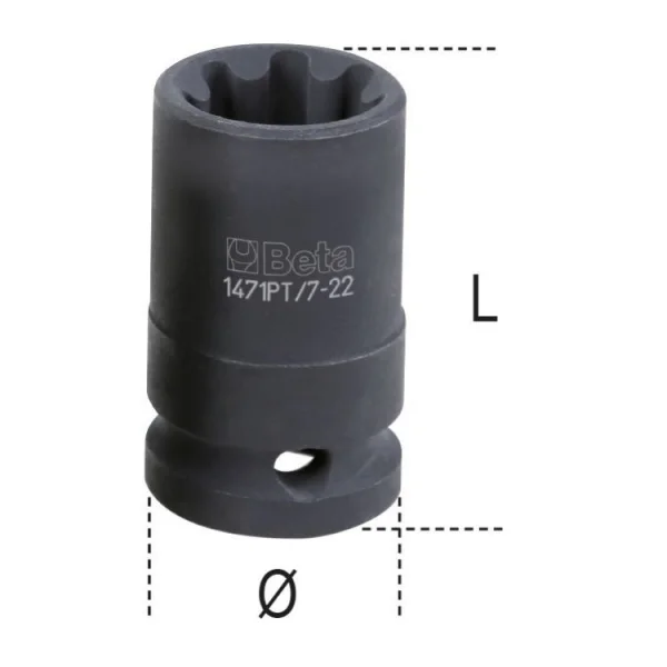 Beta 1471pt/c5 set bussole a macchina 1/2" 5 pz. 014710367 - dettaglio 3