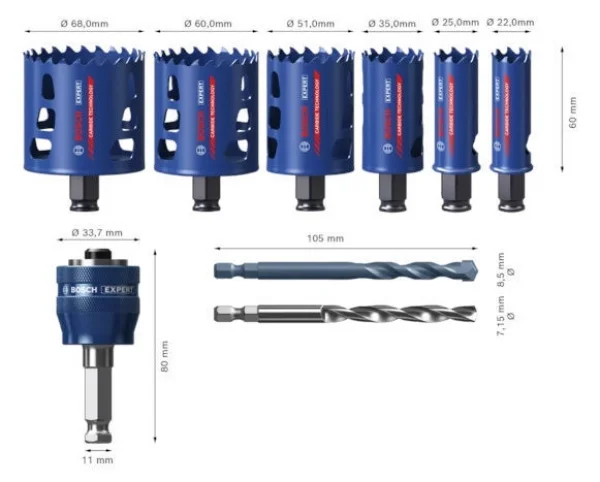 Bosch tough material set seghe a tazza expert 9 pz. 2608900445 - dettaglio 3