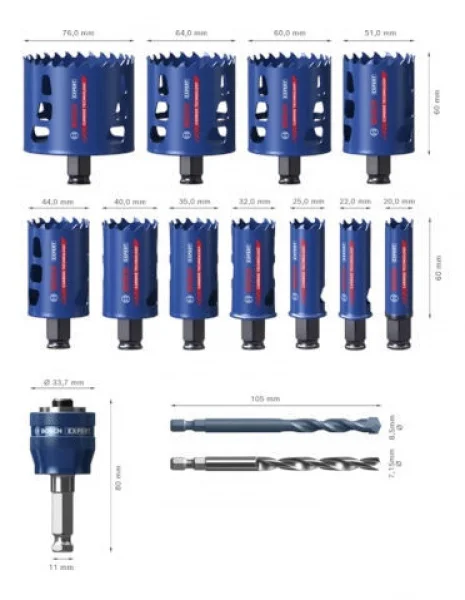 Bosch tough material set seghe a tazza expert 14 pz. 2608900447 - dettaglio 3