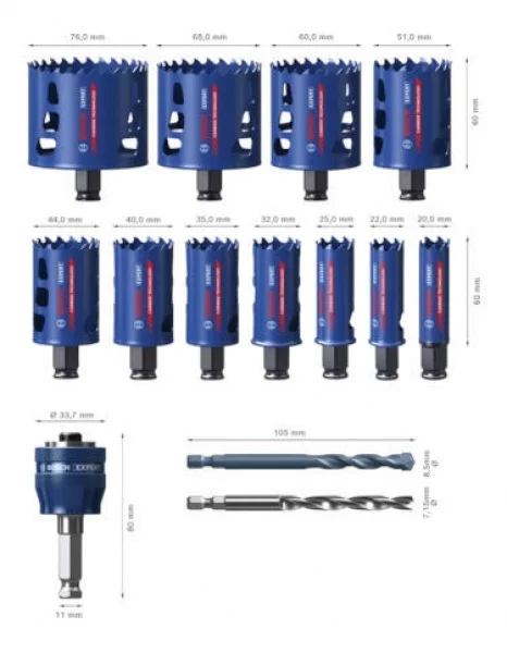 Bosch tough material set seghe a tazza expert 14 pz. 2608900448 - dettaglio 3