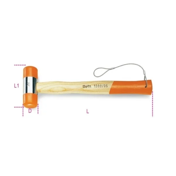 Beta 1390HS 45 Mazzuola con battenti in plastica 45 mm - 013904045