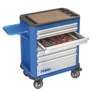 Fervi c190c cassettiera antiribaltamento 7 cassetti con utensili 152 pz. - dettaglio 1