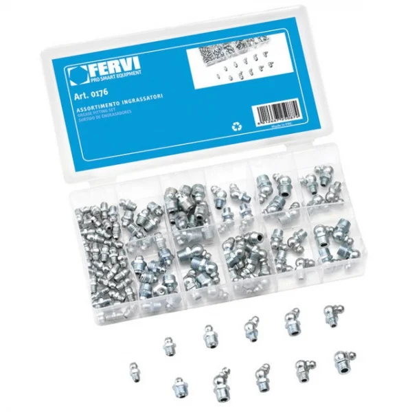 Fervi 0176 assortimento in cassetta di ingrassatori 110 pz. 0176 - dettaglio 1