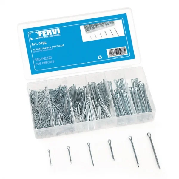 Fervi 0294 assortimento coppiglie in acciaio 555 pz. 0294 - dettaglio 1