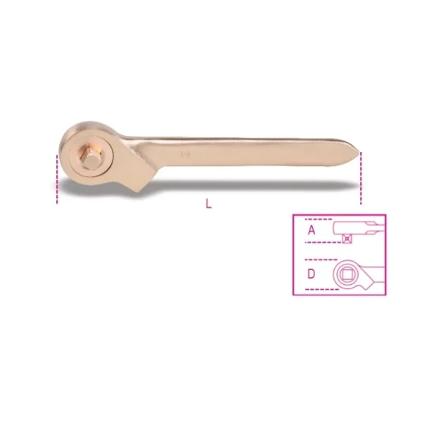 Beta 911ba/55 cricchetto a quadro scorrevole semplice antiscintilla 3/8" 009110882 - dettaglio 2