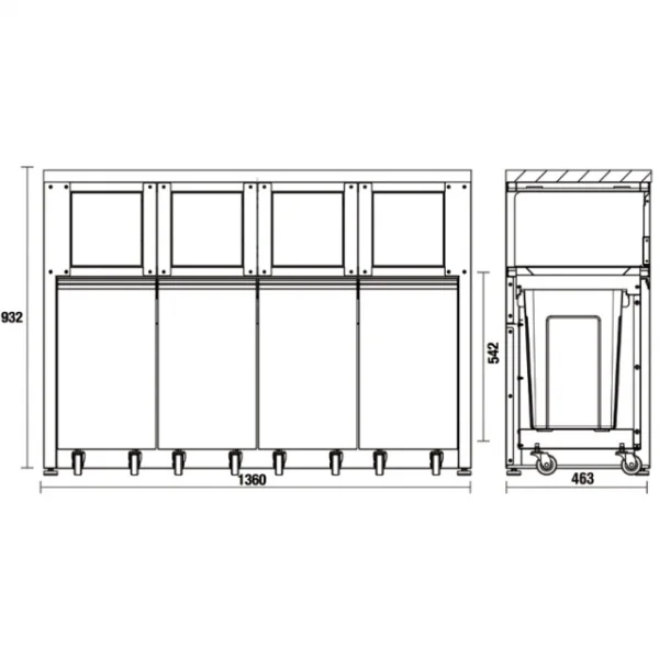Beta c45pro rd/w modulo raccolta differenziata con piano in legno per arredo officina - dettaglio 2