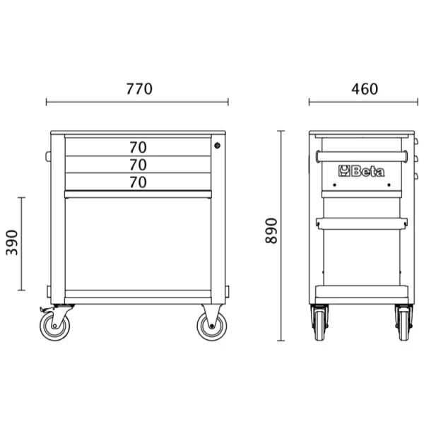 Beta rsc51 carrello di servizio con 3 cassetti - dettaglio 5