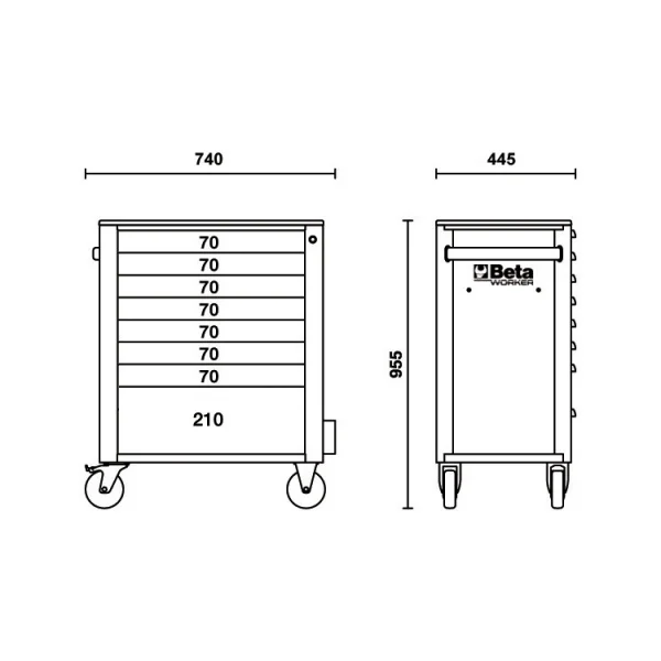 Beta BW 2400S 8/I-L Cassettiera mobile arancione con assortimento in termoformati 394 Pz. - 024006240