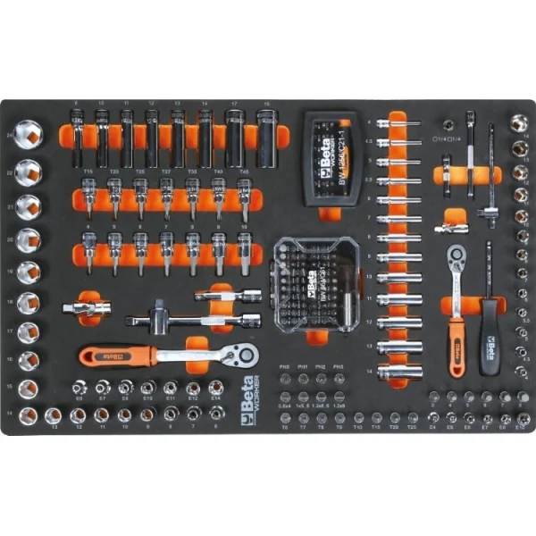 Beta BW 2400S 8/I-L Cassettiera mobile arancione con assortimento in termoformati 394 Pz. - 024006240