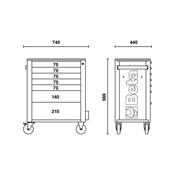 Beta 2400 RSC24/7-VI Cassettiera mobile con assortimento di utensili per industria 185 Pz. - 024004027