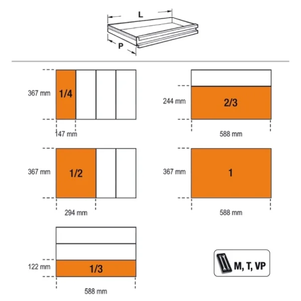 Beta 3900 O6/3M Cassettiera mobile 6 cassetti con assortimento utensili 145 Pz. - 039000361