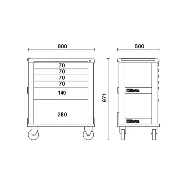 Beta 3900 O6/3M Cassettiera mobile 6 cassetti con assortimento utensili 145 Pz. - 039000361