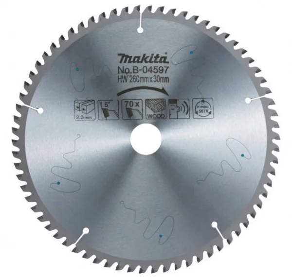 Makita b-04606 lama per seghe circolari silenziate 260x30 mm per legno - dettaglio 1