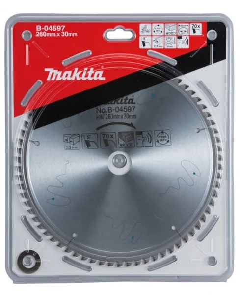 Makita b-04606 lama per seghe circolari silenziate 260x30 mm per legno - dettaglio 2