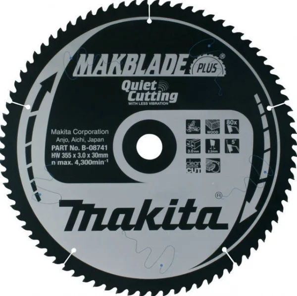 Makita b-08822 makblade plus lama tct silenziata per seghe da banco 200x30 per legno - dettaglio 1