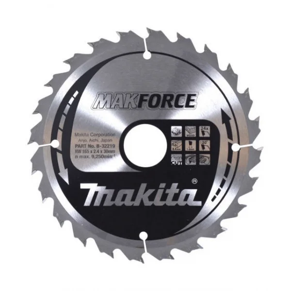 Makita b-32219 makforce lama per sega circolare 165x30 mm per legno - dettaglio 1
