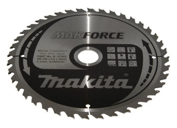 Makita b-32362 makforce lama tct per sega circolare 235x30 mm per legno - dettaglio 1