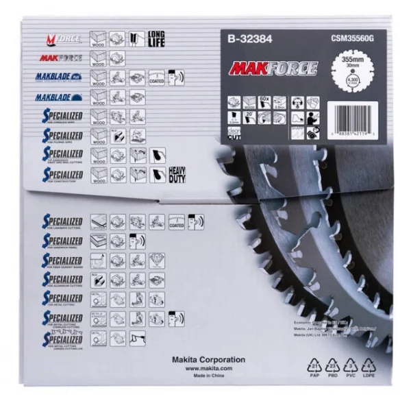 Makita b-32384 makforce lama per sega circolare 355x30 mm per legno - dettaglio 3