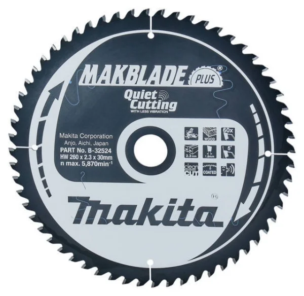 Makita b-32524 makblade plus lama tct silenziata per troncatrici 260x30 per legno - dettaglio 1