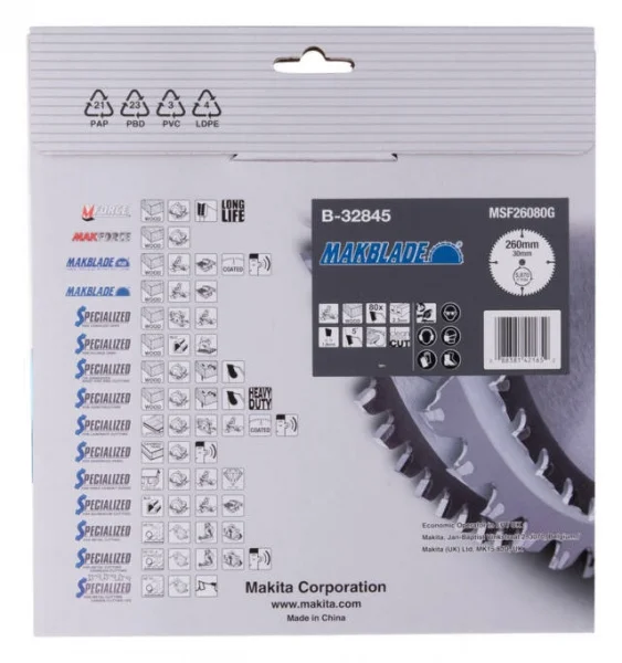 Makita b-32845 makblade lama tct per troncatrici 260x30 per legno - dettaglio 3