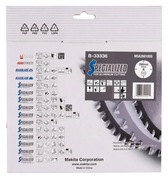 Makita b-33336 specialized lama tct per troncatrici 260x30 mm per alluminio - dettaglio 3