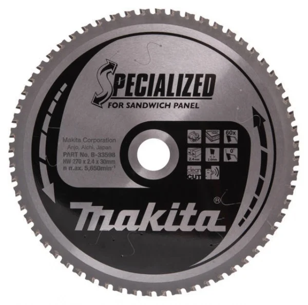 Makita b-33598 specialized lama per seghe circolari 270x30 mm taglio pannelli sandwich - dettaglio 1