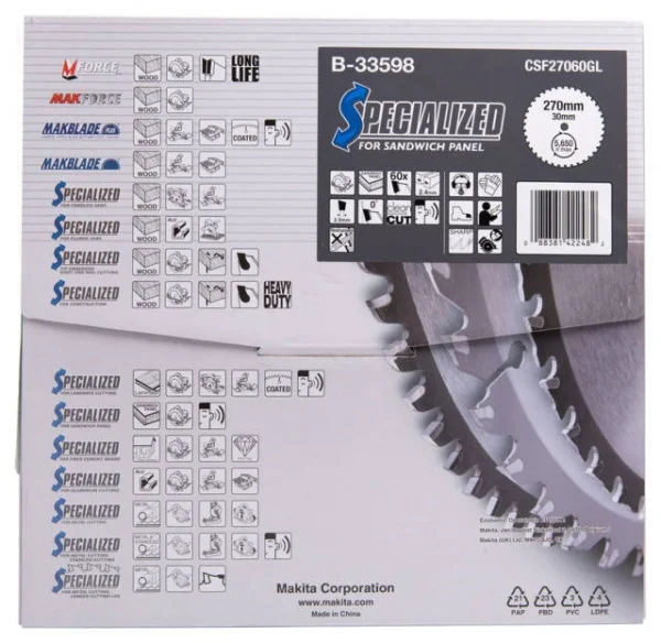 Makita b-33598 specialized lama per seghe circolari 270x30 mm taglio pannelli sandwich - dettaglio 3