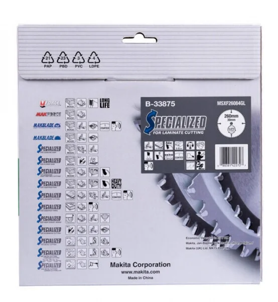 Makita b-33875 specialized lama per taglio di mdf e laminati 260x30 mm - dettaglio 3