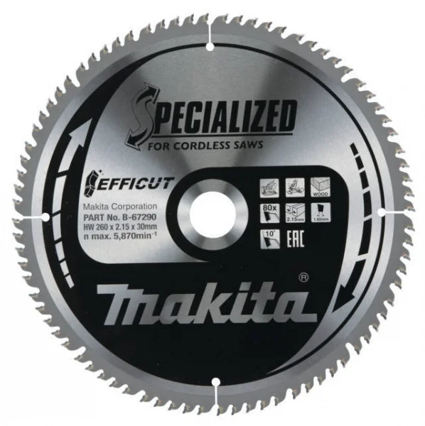 Makita b-67290 efficut lama per troncatrice 260x30 mm per legno - dettaglio 1