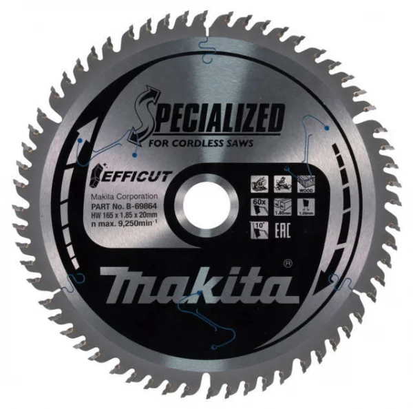 Makita b-69864 efficut lama per sega circolare 165x20 mm per legno - dettaglio 1