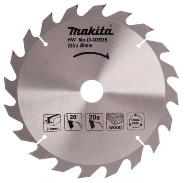 Makita d-03925 lama tct per sega circolare 235x30 mm per legno - dettaglio 1