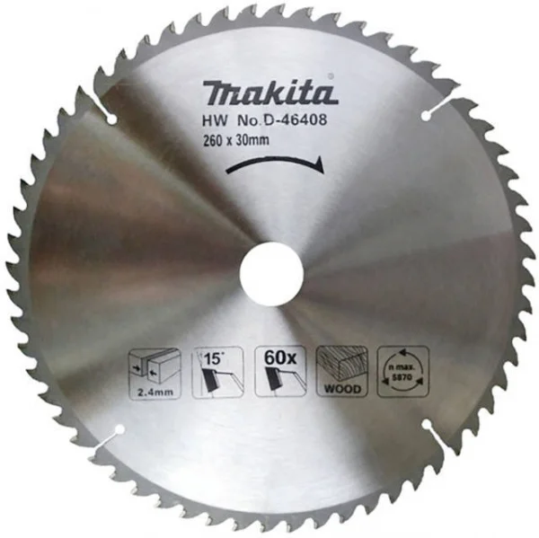 Makita d-46408 lama tct per troncatrici 260x30 mm per legno - dettaglio 1