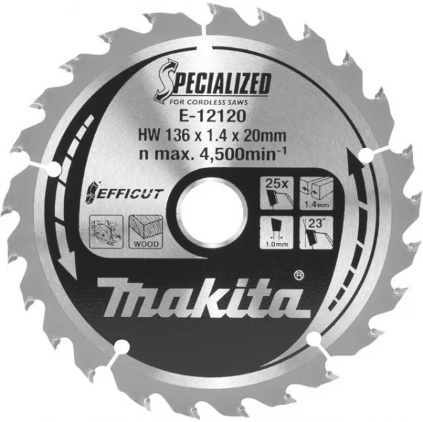Makita e-12120 efficut lama per sega circolare 136x20 mm per legno - dettaglio 1