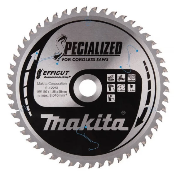 Makita e-12251 efficut lama per sega circolare 190x30 mm per legno - dettaglio 1