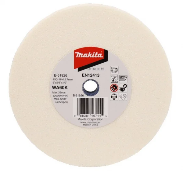 Makita b-51926 wa60k disco abrasivo per mola da banco 150 mm per acciaio inox - dettaglio 1