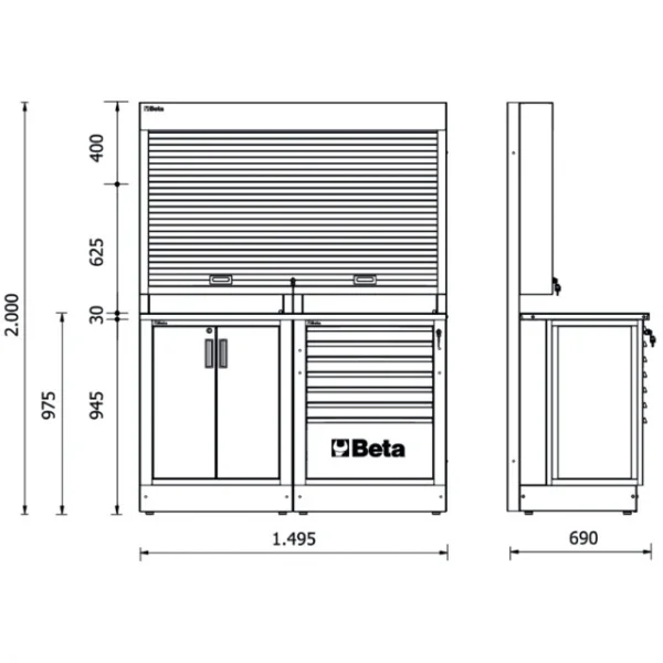 Beta rsc50 b combinazione arredamento officina con tapparella 050001010 - dettaglio 2