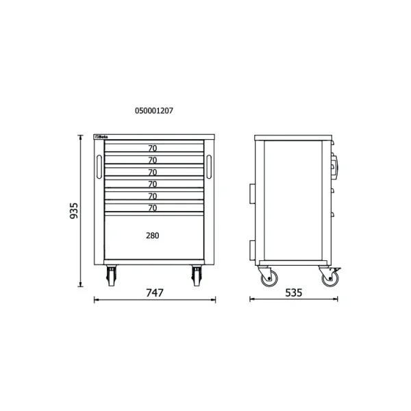 Beta rsc50 2.0 c7 cassettiera mobile 7 cassetti per officina 050001207 - dettaglio 2