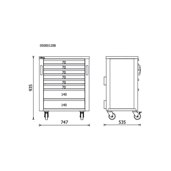 Beta rsc50 c8 cassettiera mobile 8 cassetti per officina 050001208 - dettaglio 2