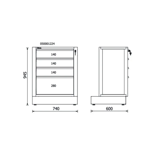 Beta rsc50 m4 modulo fisso con 4 cassetti per arredo officina 050001224 - dettaglio 2