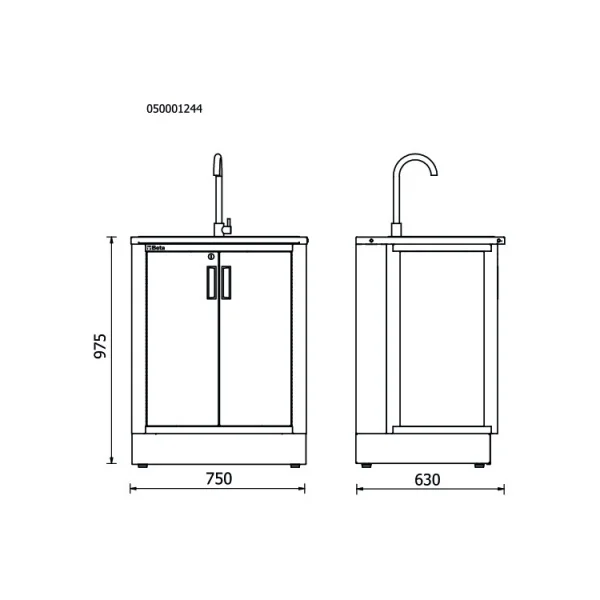 Beta rsc50 ml modulo fisso con lavandino inox per arredo officina 050001244 - dettaglio 2